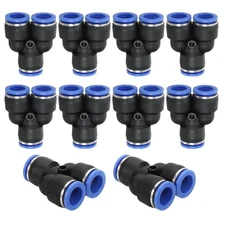 10Pcs 3/4" OD Y Shape Plastic Push to Connect Fittings 3 Ways Tube Connect