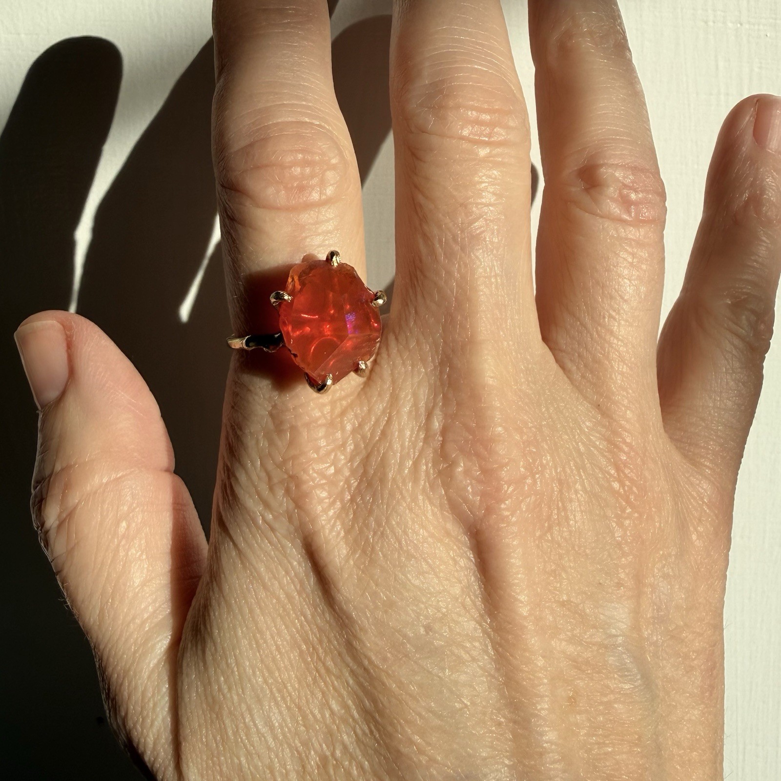 Variance Objects Mexican Fire Opal Ring 14k Gold - image 1