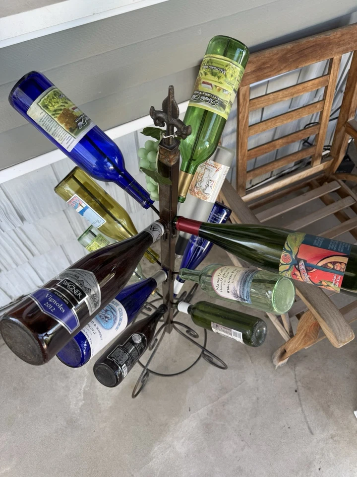 Botellas de vino de pie de 50 pulgadas (12) árbol campo patio/jardín arte con flor de lis Foto 4 de 4