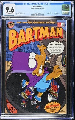 Bongo Comics Bartman #1 CGC 9.6 White Pages W/Poster + Silver Foil Cover 1993