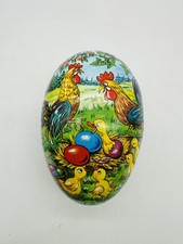 Vintage German Paper Mache Easter Egg Candy Container Hens and Chicks with Eggs