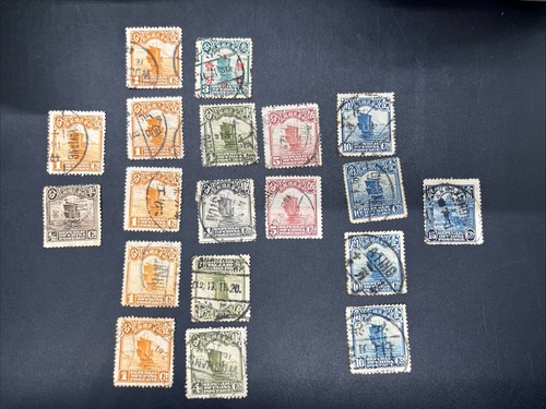 Lot Republic Of China Junk Ship Stamps Used 1910-1930s Chinese Post - Picture 15 of 16