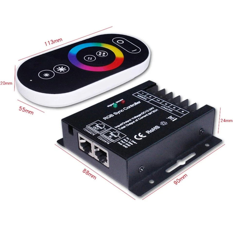 DC12V-24V 8A*3CH RGB Sync Controller Wireless Touch RGB Remote For RGB LED Light - Image 2 of 4
