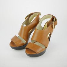 MICHAEL KORS Women's 6 - Brown tan leather high heeled sandals open toe shoes