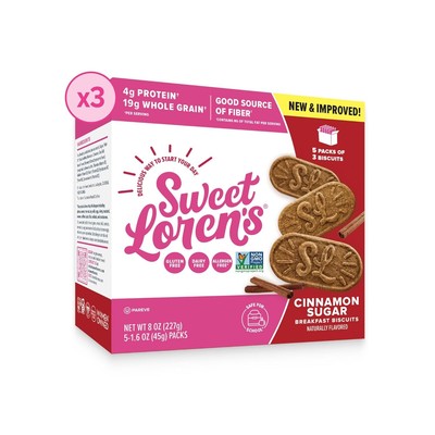 Sweet Loren's Vegan Breakfast Biscuits, Cinnamon Sugar, 3 Pack   4g Protein, 19g
