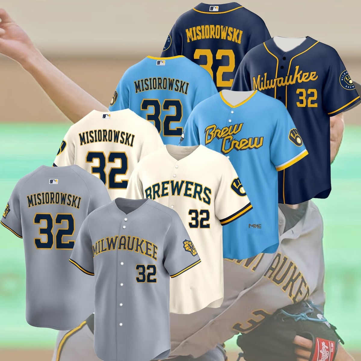 HOT! Welcome Jacob Misiorowskii #32 Milwaukee Brewer Name Number