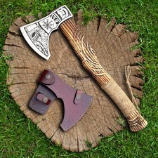 Norse Viking Hatchet Axe - Carbon Steel Blade for Hunting & Camping With Sheath