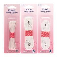 Hemline White General Purpose Braided Elastic 3mm 6mm 9mm