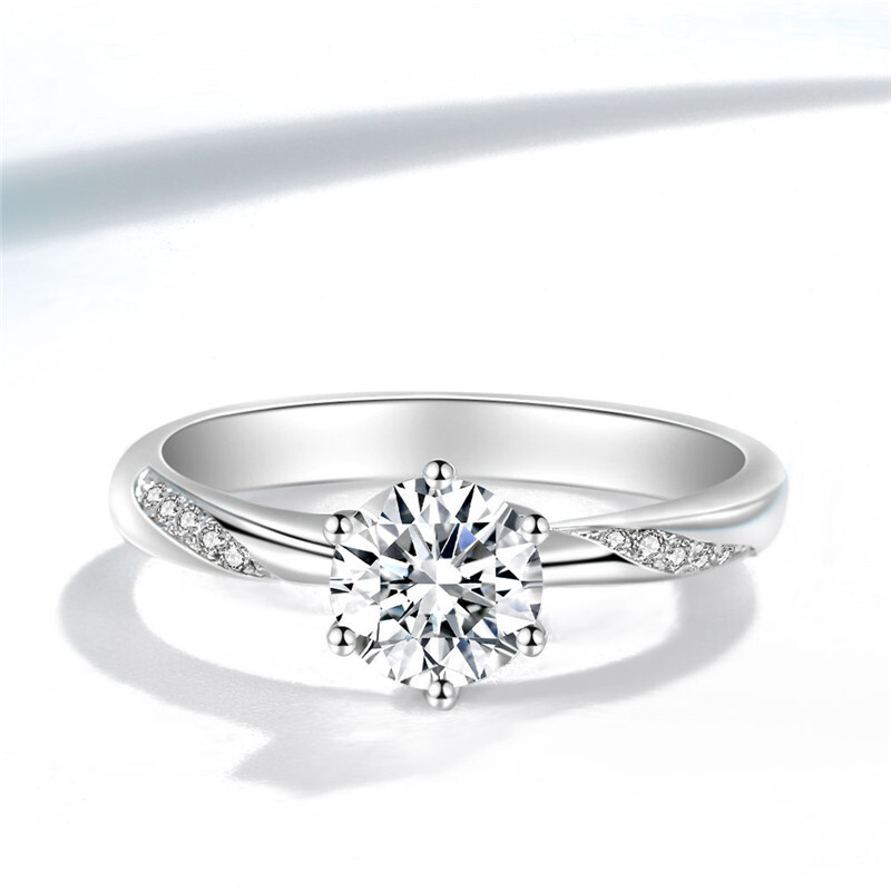 1 Carat Simulation Moissanite 925 Sterling Silver Rings For