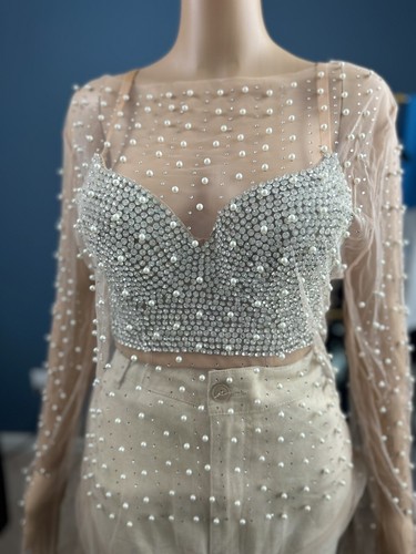 NLK Sykes Pearls durchsichtige Bluse mit Korsett - Bild 3 von 6