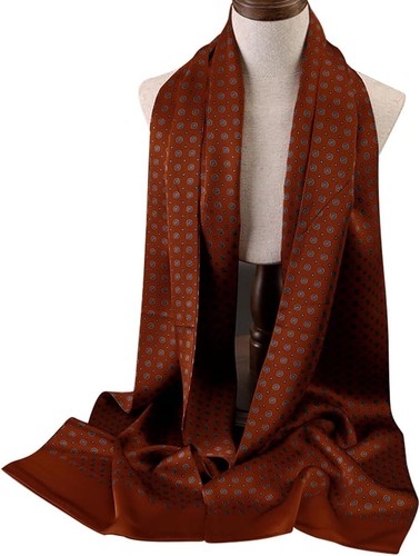 Hombres 100 Bufanda de Seda Doble Capa Prendas para el Cuello Envoltura 12 Mamás Azul Naranja 170x27cm - Imagen 5 de 26