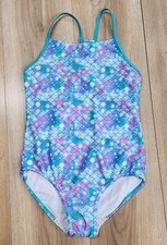 Speedo Girls Sz Large One Piece Swimming Suit, Mermaid Scale Print, Non-Skid
