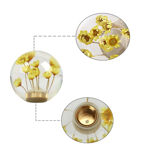 Universal JDM Round Ball Crystal Real Flowers Manual Gear Shift Knob Shifter - Picture 15 of 16