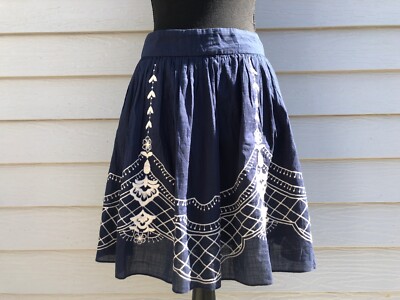 Quiksilver Women Blue Embroidered Casual Skirt Size L