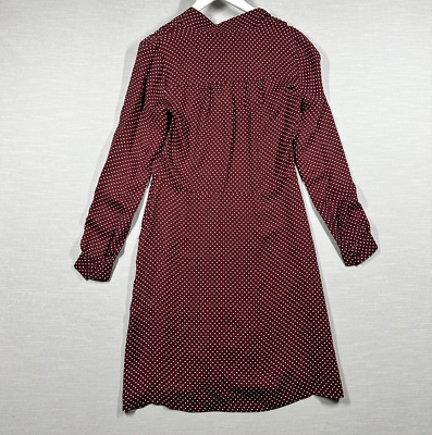 Michael Kors Dress Womans 4 Red Polka Dot Chic Neck Bow Tie Burgundy Silk  Modest | eBay