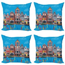 Amsterdam Throw Pillow Covers Pack of 4 Famous Canal