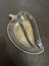 Vintage 1960's Mid Century Modern George Briard Glass Divided Relish Leaf Tray