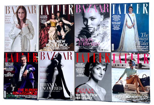 8 X TATLER / HARPERS BAZAAR MAGAZINE BACK ISSUES ~ NEW BUT SLIGHT COVER DAMAGE
