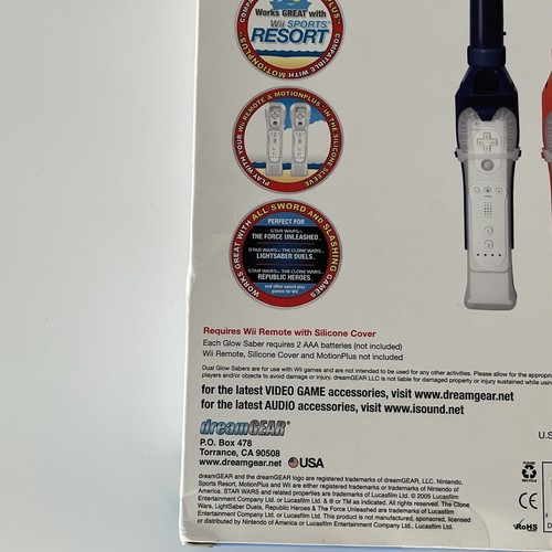 dreamGEAR Nintendo Wii Sabers Dual Glow Resort Star Wars Red Blue Motion Plus - Picture 10 of 11