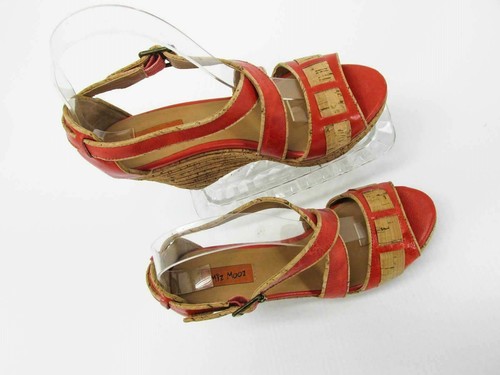 Miz Mooz Women Sandal Shoe Kenya Size 7M Orange Wedge Heel Pre Owned qp - Picture 2 of 12