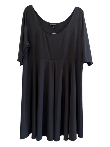 Lane Bryant Womens Plus Size 22/24 Black Round Neck Midi Dress Stretch NWT