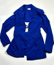 Danielle Bernstein Blue Long Blazer Open Back Size XS