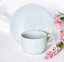 Vintage Johnson Brothers FOCUS WHITE Embossed Cup & Saucer Set NEW