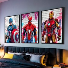 Marvel Avengers Superhero Prints Boys Bedroom Graffiti Wall Art Poster Set of 3