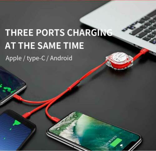 3 in 1 Charging All in One Cable Micro USB Type-C IOS 8 Pin for Iphone Android - Picture 3 of 13