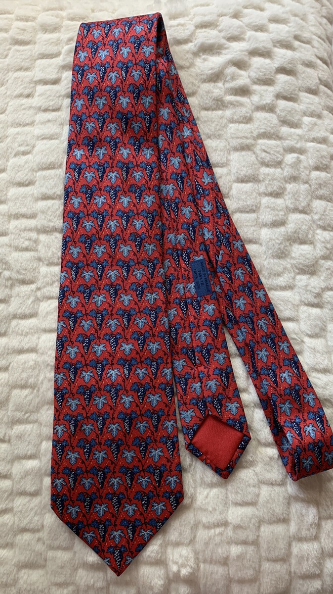Hermes 7663 TA Red & Blue 100% Silk Tie 58 in. L 3.5 in. W | eBay