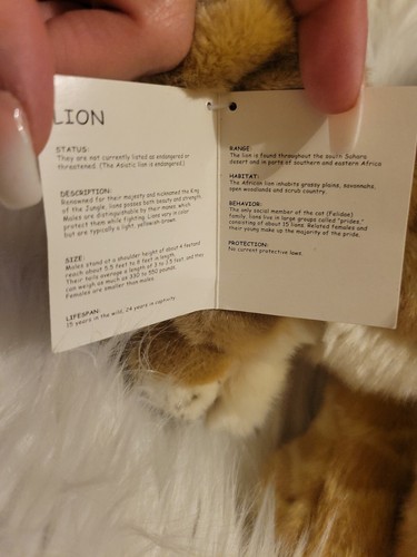 Rare HTF Realistic 2003 Save Our Space #030014 12" Lion W/ Beans Plush Toy Y2K - Picture 12 of 13