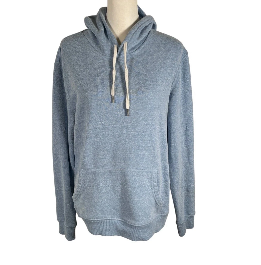Saks Fifth Avenue Hoodie Womens Large Blue Kangaroo Pockets Drawstring Pullover