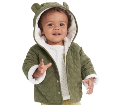 First Impressions Quilted Micro-Fleece-Lined Hooded Jacket Baby Boys 12M Pine