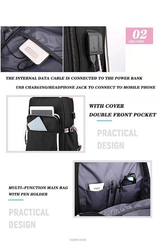 fashion Backpack USB Charge Computer Travel Backpacks 18"Laptop kids unisex bags - Picture 5 of 25