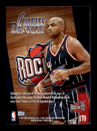 1996 SkyBox Z-Force #170 Charles Barkley Houston Rockets NBA Basketball - Picture 2 of 2