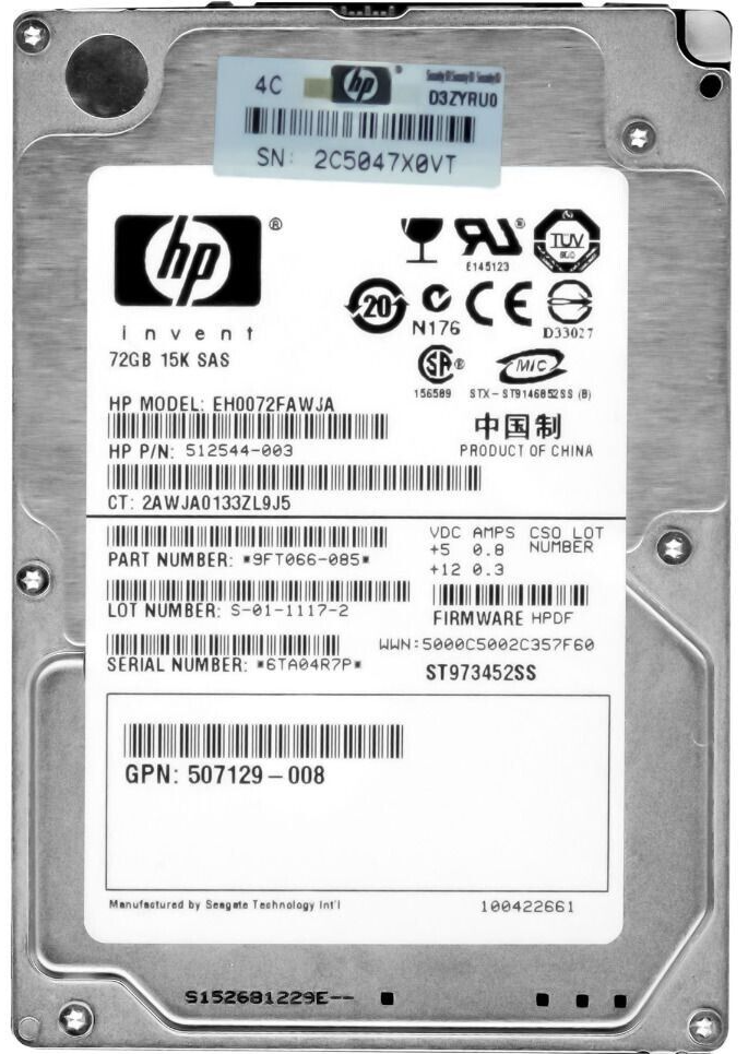 BL◯● 0sj38r1fl2.586eページ●◯ Hard Drive HP EH0072FAWJA 512544-003 72GB 15000RPM 16MB