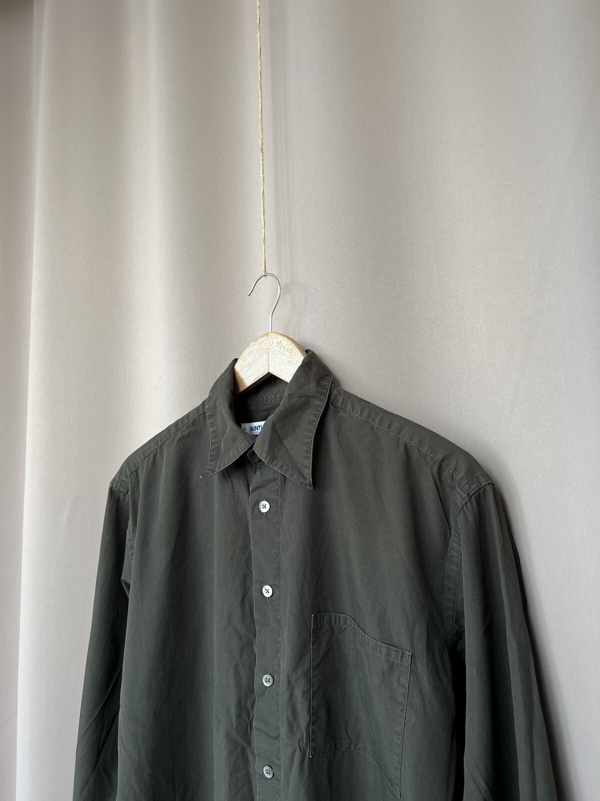 Saint Laurent Camicia Vintage Bottoni Uomo Taglia L 100% Cotone Marrone Manica Lunga