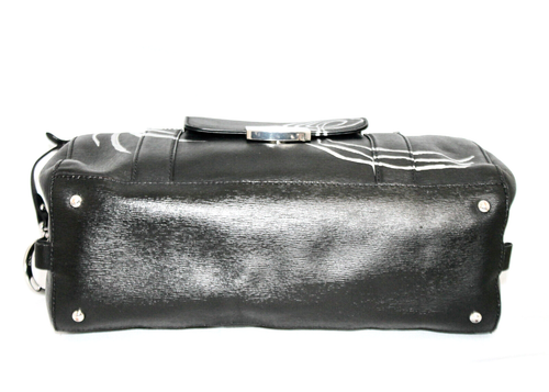 LAUREN RALPH LAUREN Black Front Pocket Doctor Satchel Silver Foil Floral Print - Picture 9 of 9