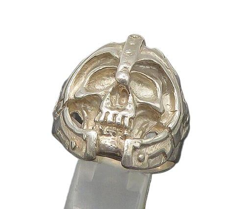 925 Sterling Silver  Vintage Skeleton Head Large Biker Ring Sz 15  RG22306