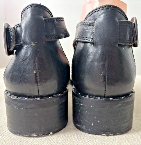 Lucky Brand Black Leather Studded Cutout Shoes sz 6.5 Buckle EUC - Picture 4 of 9