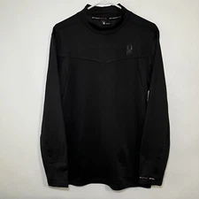 Spyder Active Long Sleeve Mock Neck Base Layer T Shirt Mens Size Medium Black