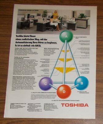 Rare Advertising Toshiba Office Automation Desktop Computer 1982