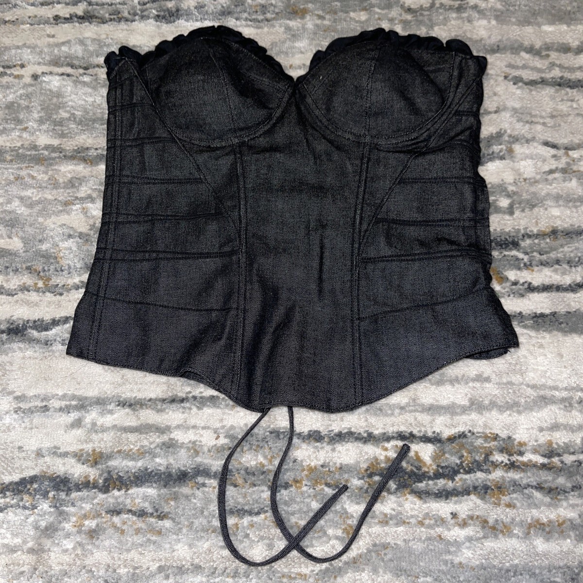 idem イデム　flower jacquard denim bustier Women's Denim Bustier Crop Top Jeans Corset Top,Sexy