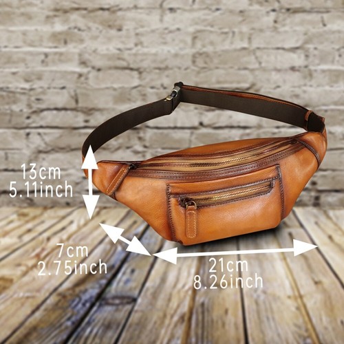 Echtleder Bauchtasche für Damen und Herren Vintage Handarbeit Leder Gürteltasche - Bild 6 von 14