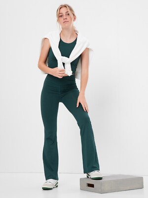Gap Teen Girls 18 Gapfit Crossover Flare Leggings Sports Tank Top Green  Set