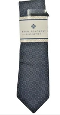 $59.50 Ryan Seacrest Distinction Men's Geometric Pattern Silk Necktie, Blue