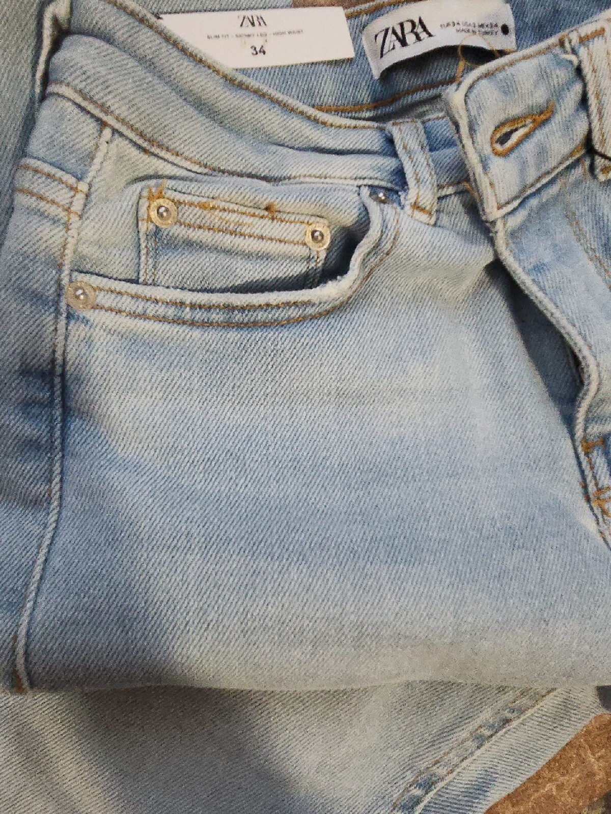 Zara Women's High-Waisted Slim Fit Jeans Size 2 Light Blue image 5