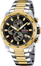Festina Reloj F205624 Men's Two-Tone Stainless Steel Chronograph Dial Wristwatch