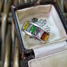 925 Sterling Silver Ring, Sparkly Simulated Gemstones Band, Size L US 5.75 