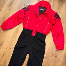 Womens Ski Suit One piece Snowsuit Snuggler Snow Bib Apres Vintage 80s 90s 10